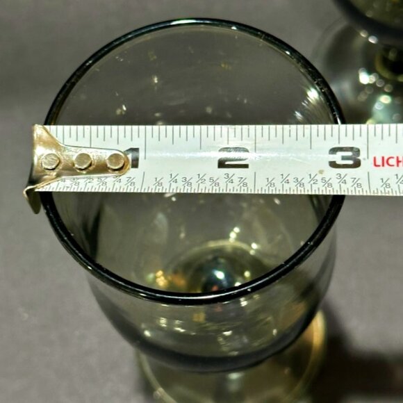 Vintage Smoke Gray Glass Wine Water Goblets Glasses Set of 2 Unmarked Stem 8 oz - Picture 5 of 6
